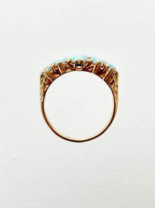 Five-Stone Synthetic Opal Ring | 9ct Gold | Size N | 2.81g
