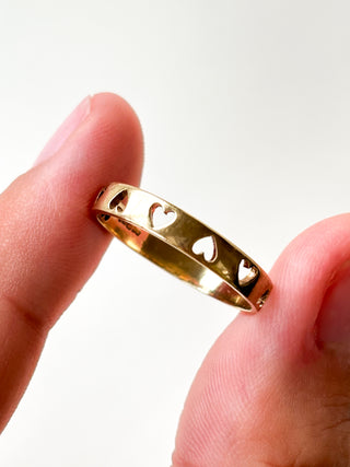 Heart Insert Ring | 9ct Gold | Size O | 1.41g