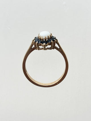 Sapphire & Precious Opal Marquis Ring | 9ct Gold | Size P | 3.37g