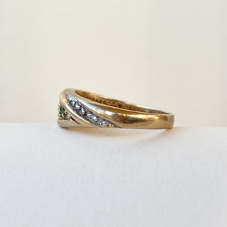 Emerald & Diamond Bypass Ring | 9ct Gold | Size K | 2.92g