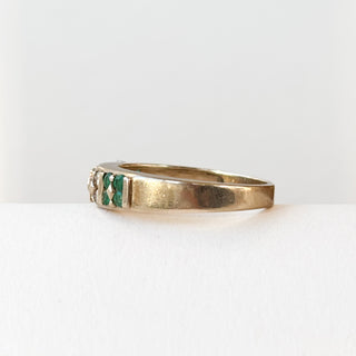 Emerald & Diamond Channel Set | 9ct Gold | Size P | 3.02g