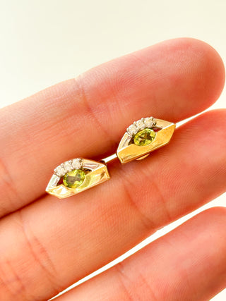 Peridot & Diamond Eye Earrings | 9ct Gold | 1.94g