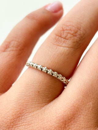 Silver Flower Band Ring | 925 Silver | Size M½ | 1.93g