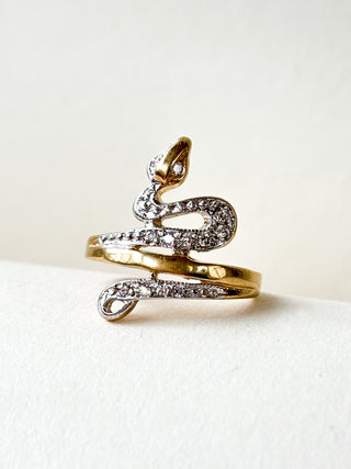 CZ Snake Ring | 9ct Gold | Size N | 2.88g + plus resize O