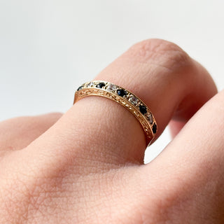 Natural Sapphire and CZ Band | 9ct Gold | Size O | 1.51g