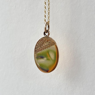 No 1. Oval Top Engraved Pendant | 9ct | 1.10g| 18" Fine Cable Link Chain