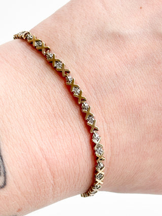 X's and O's Natural Diamond Bracelet | 9ct Gold | 7.6-Inch | 5.71g