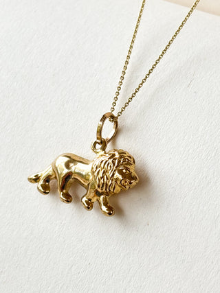 Lion Pendant | 9ct Gold | 18-Inch Diamond Anchor Chain | 0.75g