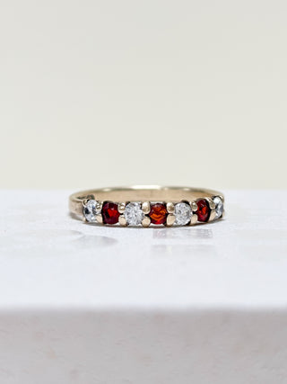 CZ & Garnet Eternity Ring | 9ct | N | 1.37g