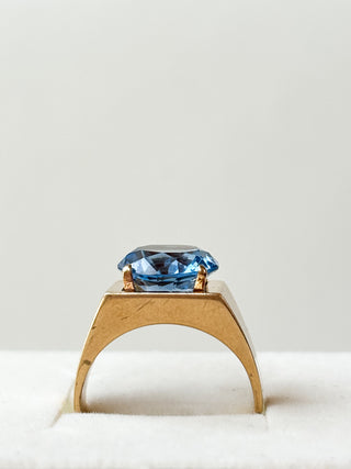 Synthetic Blue Spinel Solitaire Ring | 9ct Gold | Size L½ | 5.14g