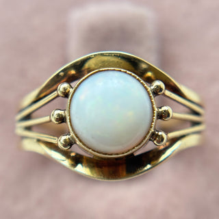 Opal Ring with split shoulders | 14ct Gold | Natural Opal | Size L | 2.41g