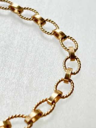 Two-Textured Link Chain Bracelet | 9ct Gold | 7.2-Inch | 4.46g