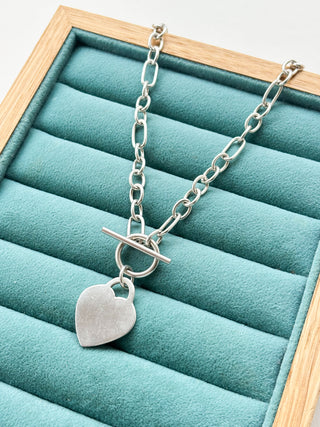 Love Heart T-Bar Chain | 925 Silver | 17.5-Inch | 25.51g