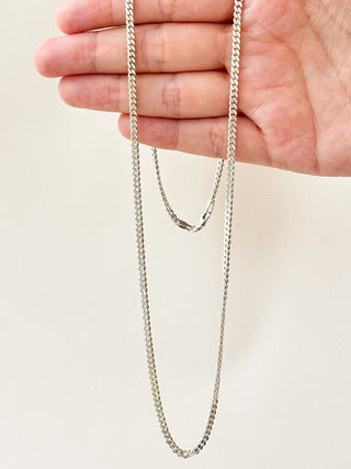 Flat Curb Chain Necklace | 925 Silver | 24-Inch | 13.62g