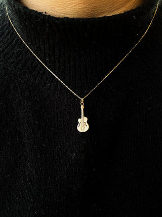 Hollow Guitar Pendant | 9ct Gold | 0.51g | 18/20Inch Chain, 0.80g