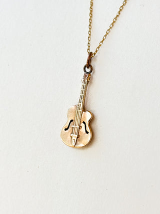 Hollow Guitar Pendant | 9ct Gold | 0.51g | 18/20Inch Chain, 0.80g
