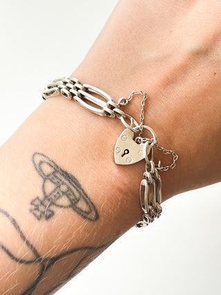 Silver Padlock Bracelet | 925 Silver | 7.5-Inch | 18.88g
