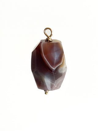 Purple Agate Pendant | 9ct Gold | 18-Inch Fine Diamond Anchor Chain | 8.20g