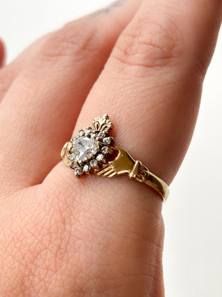 CZ Claddagh Ring | 9ct Gold | 2.65g | Size R