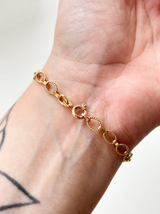 Two-Textured Link Chain Bracelet | 9ct Gold | 7.2-Inch | 4.46g