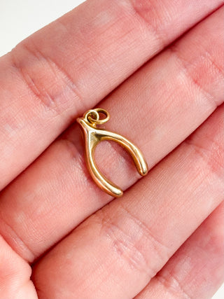 Wishbone Charm | 9ct Gold | 18-Inch Fine Cable Link Chain | 0.42g