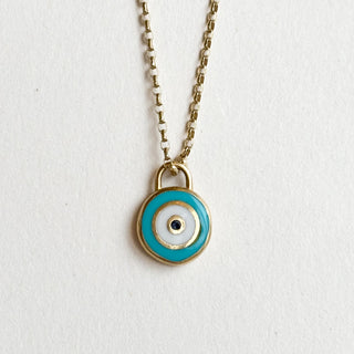 Evil eye charm | 18ct | 0.66g | 18in fine cable link chain