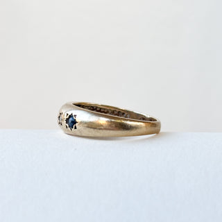 Sapphire & diamonds  Starburst Ring | 9ct Gold | Size M | 2.62g