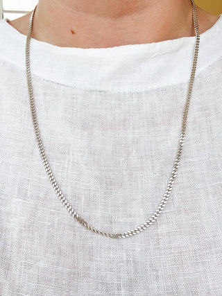 Flat Curb Chain Necklace | 925 Silver | 24-Inch | 13.62g