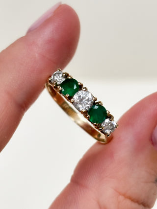 Agate & CZ Ring | 9ct Gold | Size O | 2.08g