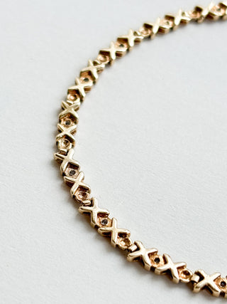 X's and O's Natural Diamond Bracelet | 9ct Gold | 7.6-Inch | 5.71g