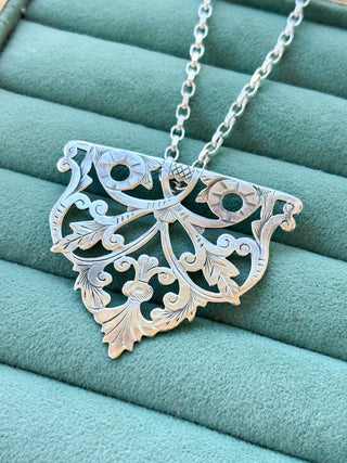 Hand-Engraved Leaf Pendant | 10.19g | 48mm x 58mm
