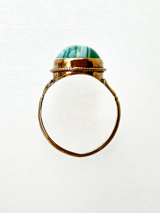 Oval Banded Agate Ring | 9ct Gold | 3.39g | Size Q
