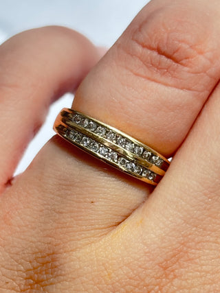 Double Channel Set Diamond Band | 9ct Gold | Size L | 2.88g