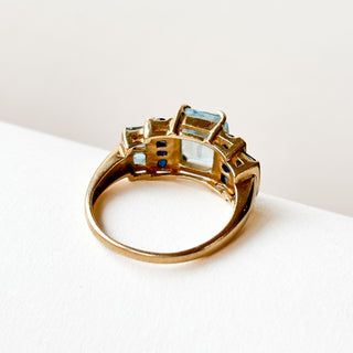 Blue Topaz & Blue Sapphire Natural Accent Ring | 10ct Gold | Size O½ | 4.2g