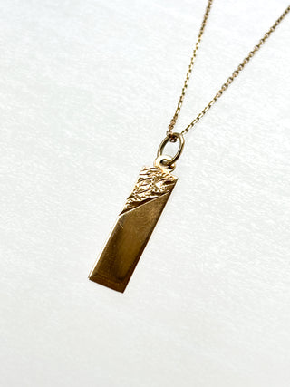 Engraved Rectangle Pendant with Fine Cable Link Chain | 9ct Gold | 18-Inch | 1.26g