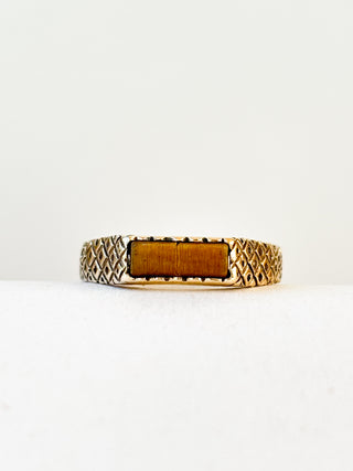 Tiger’s Eye Bar Signet Ring | 9ct Gold | 1.42g | Size L½