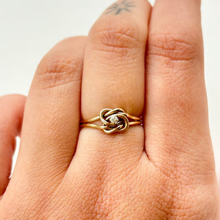 Diamond Twist Knot Ring | 9ct Gold | Real Diamond | Size N | 1.35g