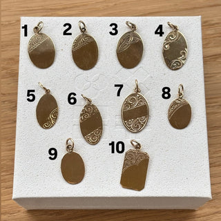 No. 10 Rectangle Engraved Pendant | 9ct | 1g | 18" Fine Cable Link Chain