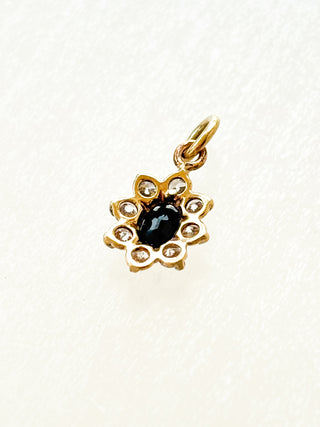 CZ & Sapphire Cluster Pendant | Diamond Chain | 9ct Gold | 18–20-Inch | 0.55g