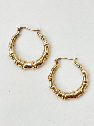 Bamboo Hoop Earrings | 9ct Gold | 30mm | 1.57g