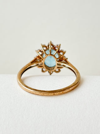 Topaz & Moissanite Cluster Ring | 9ct Gold | Size R | 2.61g