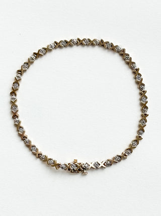 X's and O's Natural Diamond Bracelet | 9ct Gold | 7.6-Inch | 5.71g