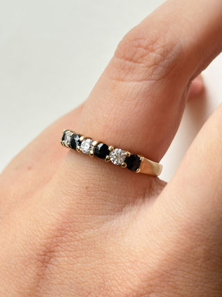 Sapphire & CZ Eternity Ring | 9ct Gold | 2.27g | Size O