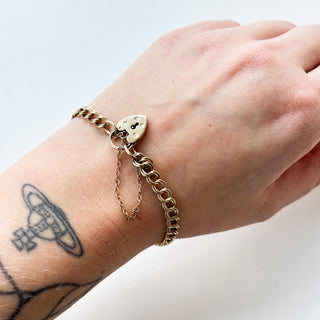 Heart Padlock Bracelet | 9ct Gold | 7.16g | 8inch"