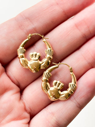 Claddagh Hoop Earrings | 9ct Gold | 2cm | 0.95g