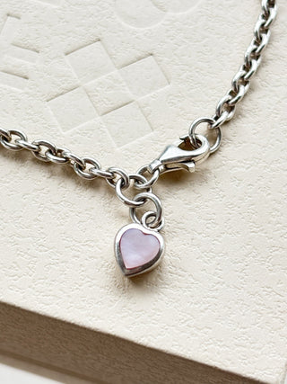 Heart Cable Link Bracelet with Heart | 925 Silver | 7-Inch | 4.82g