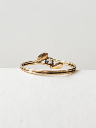 Gold Leaf Bezel Set CZ Solitaire Ring | 9ct Gold | Size Q | 0.88g