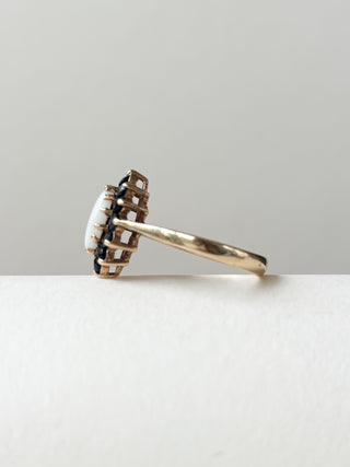 Sapphire & Precious Opal Marquis Ring | 9ct Gold | Size P | 3.37g