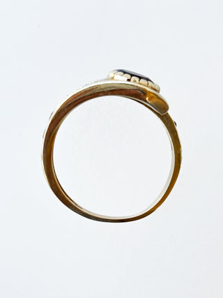 Garnet Snake Chain Ring | 9ct Gold | Size Q | 4.28g