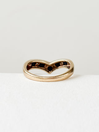 Diamond & Sapphire Chevron Ring | 9ct Gold | Size H½ | 1.76g